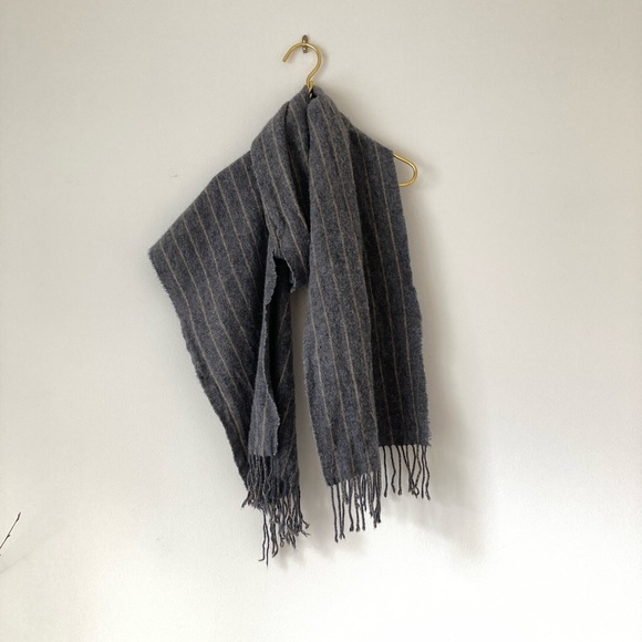 Ireland 100% wool suantrai scarf grey gray striped stripes wide oversized - Picture 11 of 15